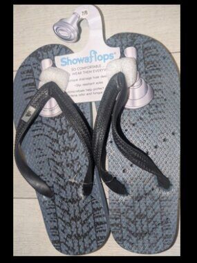 NWT Men's Tire Track Sandals Flip-Flops by Showaflops Gray/Black Size 7/8
